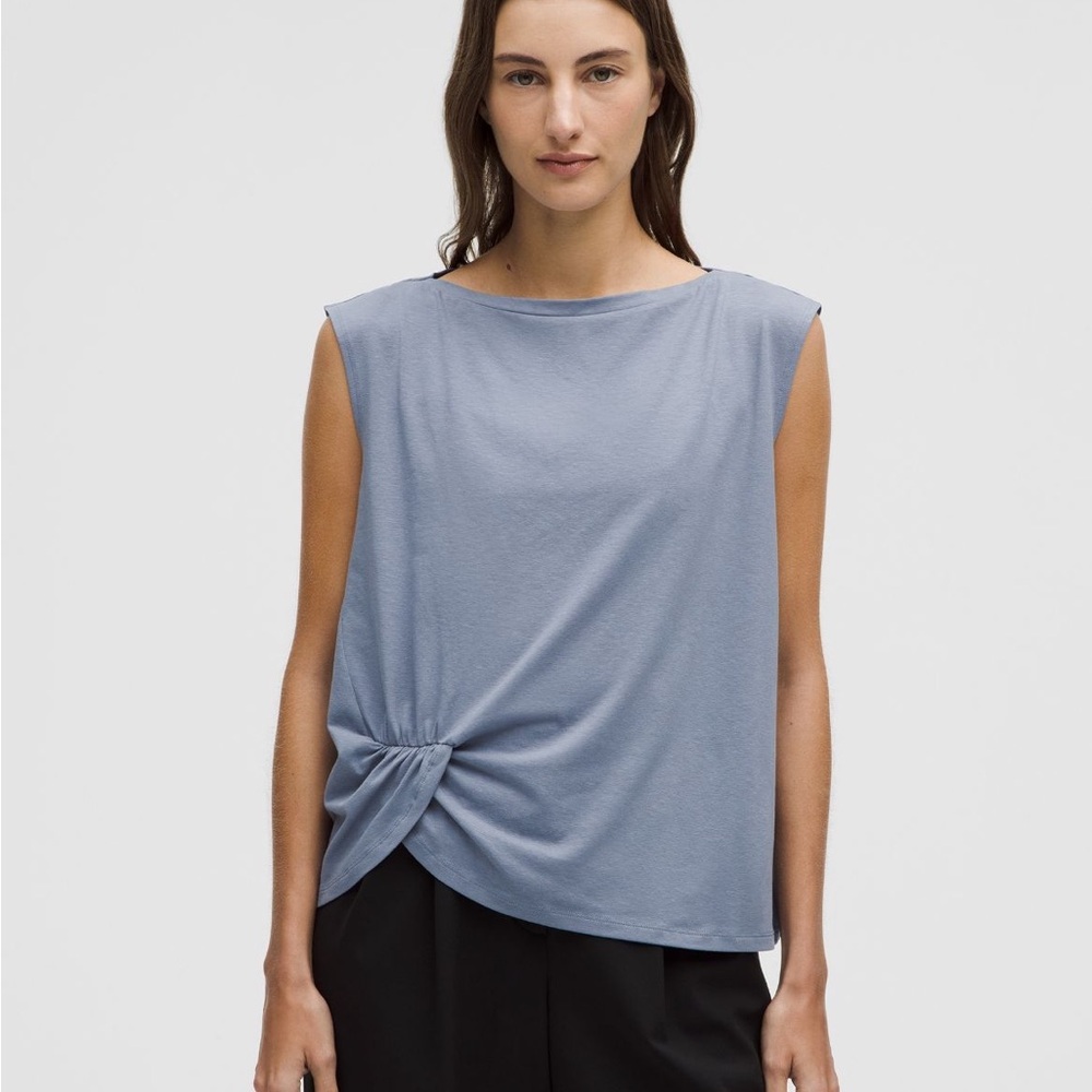 Lululemon cotton blend twist front tank oasis blue size L